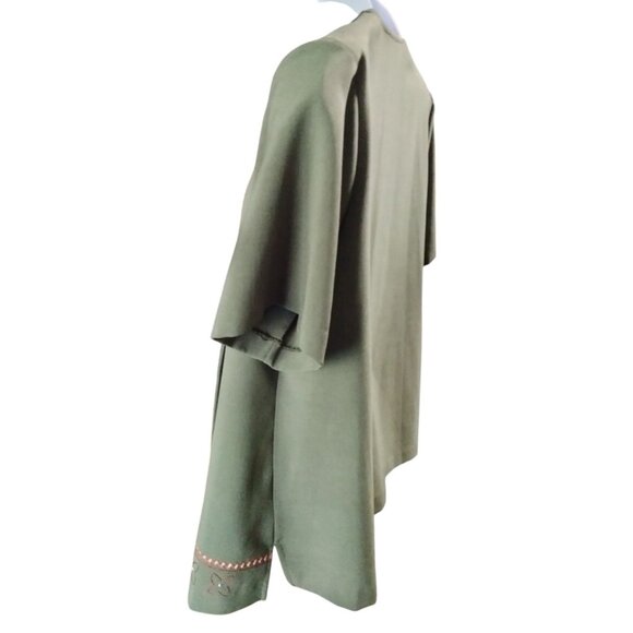 Allison Daley Ii Olive Green Embroidered Jacket Attached Button Top 18W - Picture 5 of 9